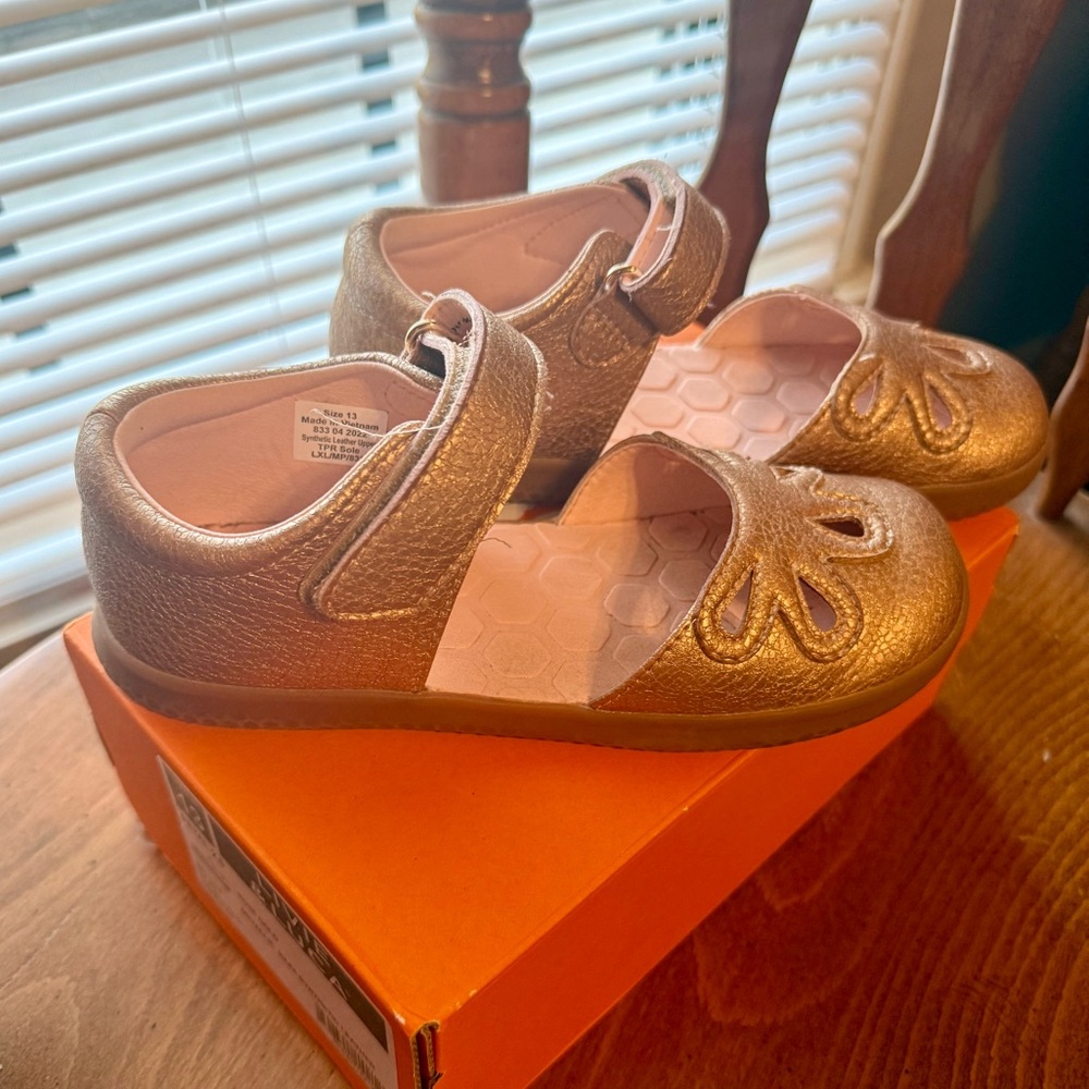 Livie & Luca Metallic Gold Kids Dress Shoes - Picture 2 of 4